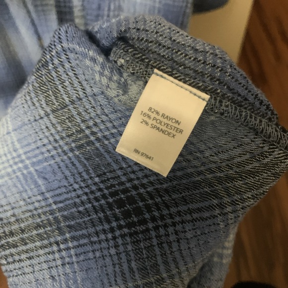 J Jill Dress Womens Large Blue Plaid Button Up Oversized Roll Tab Sleeves - Picture 7 of 7